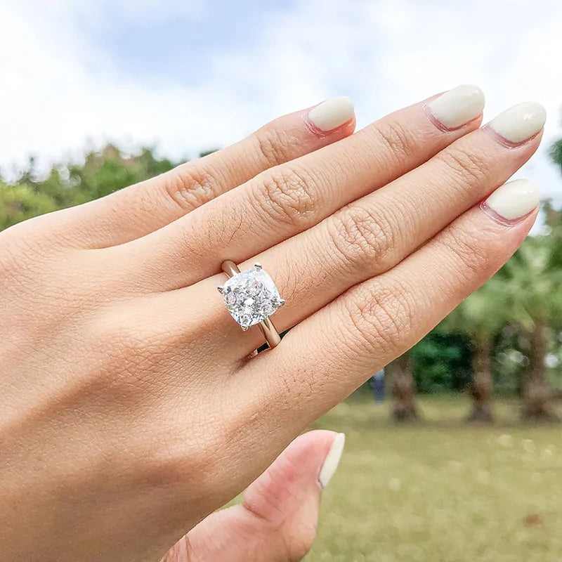 Silver Engagement Stone Rings