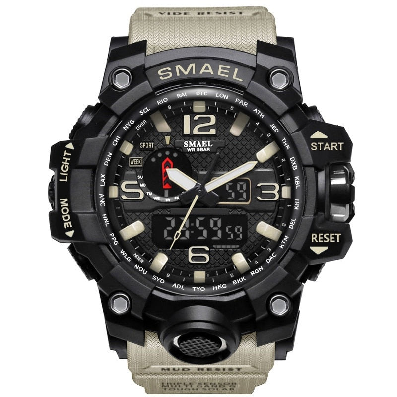 SMAEL Brand Men Sports Watches Dual Display